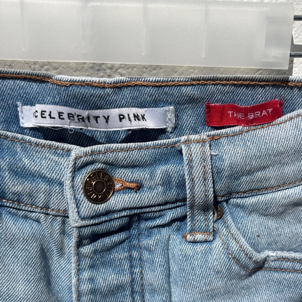 Celebrity Pink Light Wash “The Brat” Ripped Jean Shorts - Picture 2 of 7